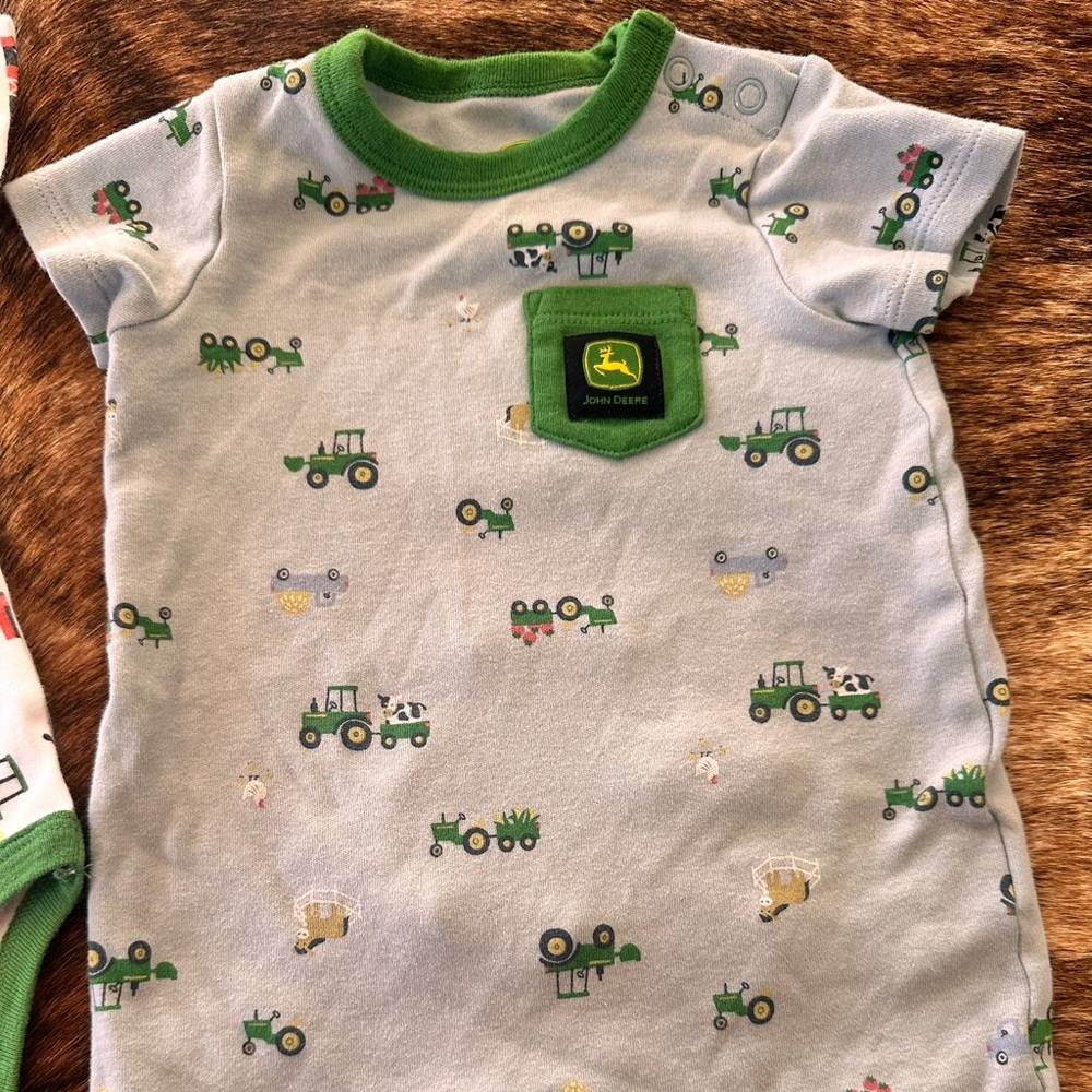 John Deere Green and White Baby Romper Set - Picture 3 of 5